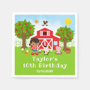 Boerderij Red Barn African American Girl Birthday  Servet
