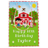Boerderij Red Barn Black Hair Boy Happy Birthday Medium Cadeauzakje (Voorkant)