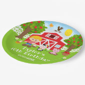 Boerderij Red Barn Blonde Hair Boy Birthday Party Papieren Bordje (Gekanteld)