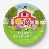 Boerderij Red Barn Blonde Hair Boy Birthday Party Papieren Bordje (Voorkant)