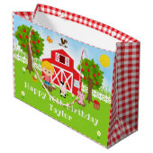 Boerderij Red Barn Blonde Hair Boy Happy Birthday Groot Cadeauzakje (Achterkant Gekanteld)