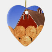 Boerderij Red Barn Hay Bales Keramisch Ornament (Rechts)