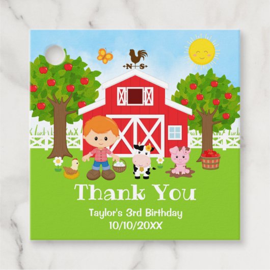 Boerderij Red Birthday Red Hair Boy Dank u Bedankjes Labels (Voorkant)