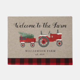 Boerderij Red Plaid Gepersonaliseerde Monogrammed Deurmat
