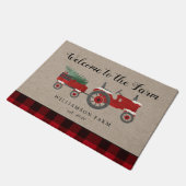 Boerderij Red Plaid Gepersonaliseerde Monogrammed Deurmat (Schuin)