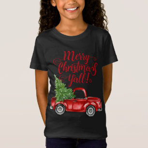 Boerderij Red Truck Merry Kerstmis Y T-shirt
