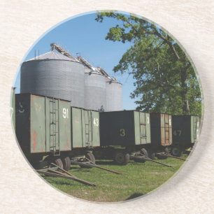 Boerderij reeks-Silos & Peanut Wagons in GA Zandsteen Onderzetter