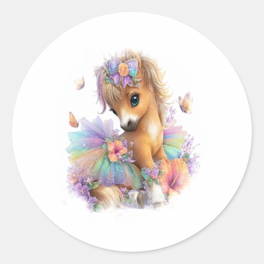 Boerderij regenboog zomer ronde sticker (Voorkant)