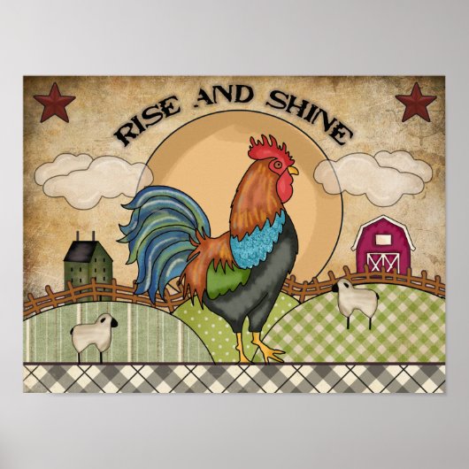 Boerderij Rise en Shine Rooster Poster (Voorkant)
