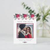 Boerderij Rode Bloemen Plaid Bruiloft Save the Dat Briefkaart (Staand voorkant)