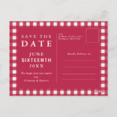 Boerderij Rode Bloemen Plaid Bruiloft Save the Dat Briefkaart (Achterkant)