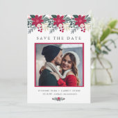 Boerderij Rode Bloemen Plaid Bruiloft Save the Dat Date (Staand voorkant)
