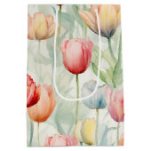 Boerderij Rode Gele Tulp Bloemen Medium Cadeauzakje (Achterkant)