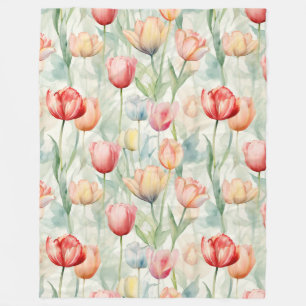 Boerderij Rode Gele Tulpenbloemen Fleece Deken