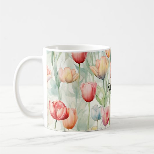 Boerderij Rode Gele Tulpenbloemen Koffiemok (Links)