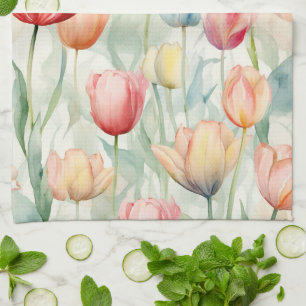 Boerderij Rode Gele Tulpenbloemen Theedoek