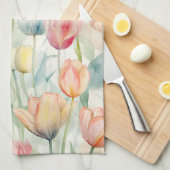 Boerderij Rode Gele Tulpenbloemen Theedoek (Quarter Fold)