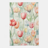 Boerderij Rode Gele Tulpenbloemen Theedoek (Verticaal)