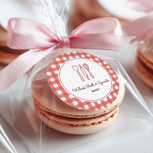 Boerderij Rode Gingham Bakkerij Productlabels Ronde Sticker