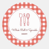 Boerderij Rode Gingham Bakkerij Productlabels Ronde Sticker (Voorkant)
