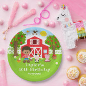 Boerderij Rode Schuur Afro-Amerikaanse Jongen Verj Papieren Bordje (Feest)