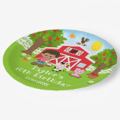 Boerderij Rode Schuur Afro-Amerikaanse Jongen Verj Papieren Bordje (Gekanteld)