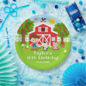 Boerderij Rode Schuur Bruin Haar Jongen Verjaardag Papieren Bordje (Feest)