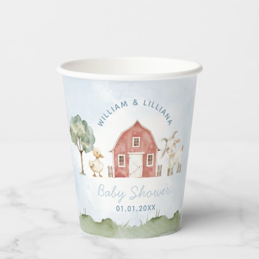 Boerderij Rode Schuur Dier Baby shower Papieren ko Papieren Bekers (Achterkant)
