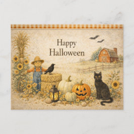 Boerderij Rode Schuur Halloween Feestdagenkaart