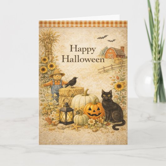 Boerderij Rode Schuur Halloween Kaart (Voorkant)