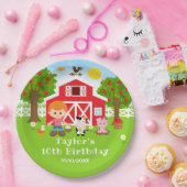 Boerderij Rode Schuur Rode Haren Jongen Verjaardag Papieren Bordje (Feest)
