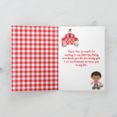 Boerderij Rode Verjaardag Afro-Amerikaanse Jongen Bedankkaart (Binnen)
