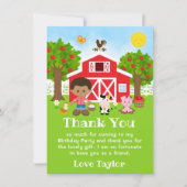 Boerderij Rode Verjaardag Afro-Amerikaanse Jongen Bedankkaart (Voorkant)