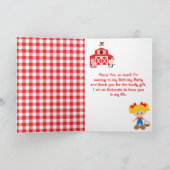 Boerderij Rode Verjaardag Blond Haar Meisje Bedankkaart (Binnen)