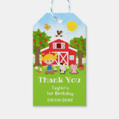 Boerderij Rode Verjaardag Blond Haar Meisje Dank J Cadeaulabel (Voorkant)