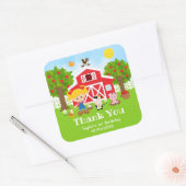 Boerderij Rode Verjaardag Blond Haar Meisje Dank J Vierkante Sticker (Envelop)