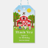 Boerderij Rode Verjaardag Bruin Haar Jongen Dank J Cadeaulabel (Voorkant)