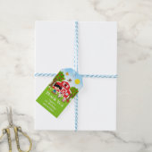 Boerderij Rode Verjaardag Zwarte Haren Meisje Dank Cadeaulabel (Met Touw)