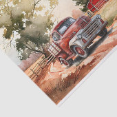 Boerderij Rood Barn Truck Landschap Tissuepapier (Detail)