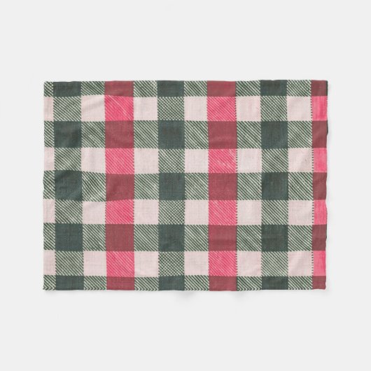Boerderij rood en groen Gingham Fleece Deken (Voorkant (Horizontaal))