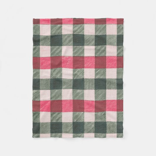 Boerderij rood en groen Gingham Fleece Deken (Voorkant)