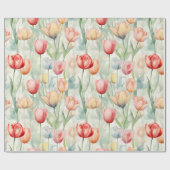 Boerderij Rood Geel Tulpenbloemen Verjaardag Cadeaupapier (Vlak)