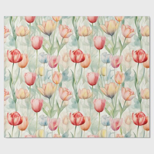 Boerderij Rood Geel Tulpenbloemen Verjaardag Cadeaupapier (Vlak)