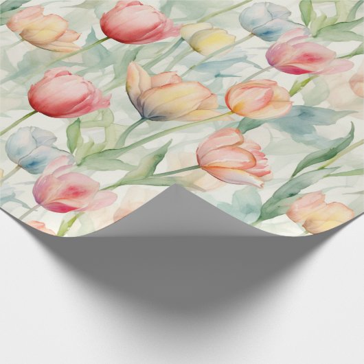 Boerderij Rood Geel Tulpenbloemen Verjaardag Cadeaupapier (Hoek)