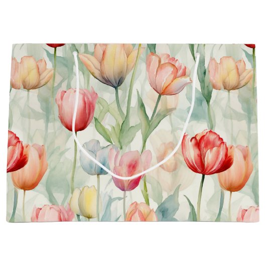 Boerderij Rood Geel Tulpenbloemen Verjaardag Groot Cadeauzakje (Voorkant)