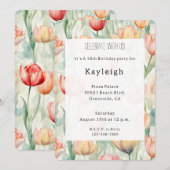 Boerderij Rood Geel Tulpenbloemen Verjaardag Kaart (Voorkant / Achterkant)