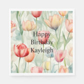 Boerderij Rood Geel Tulpenbloemen Verjaardag Servet (Voorkant)
