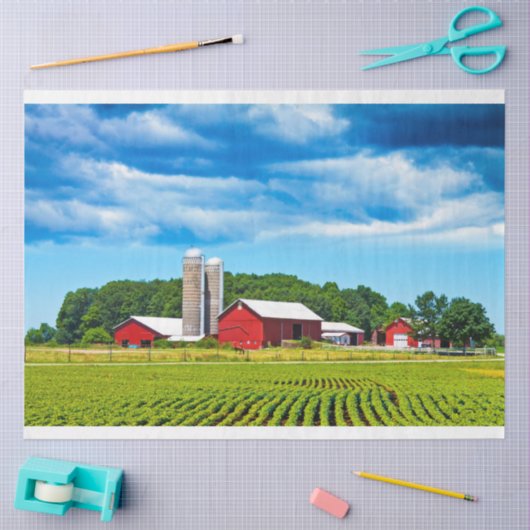 Boerderij rood streepjesweefsel ontkoppelen papier (Craft)