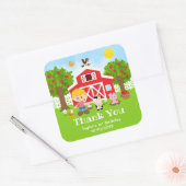 Boerderij Rood Verjaardag Blond Haar Jongen Dank J Vierkante Sticker (Envelop)