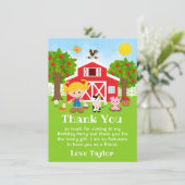 Boerderij Rood Verjaardag Blond Haar Meisje Bedankkaart (Staand voorkant)